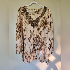 Beautiful Chicos Beaded Ikat top